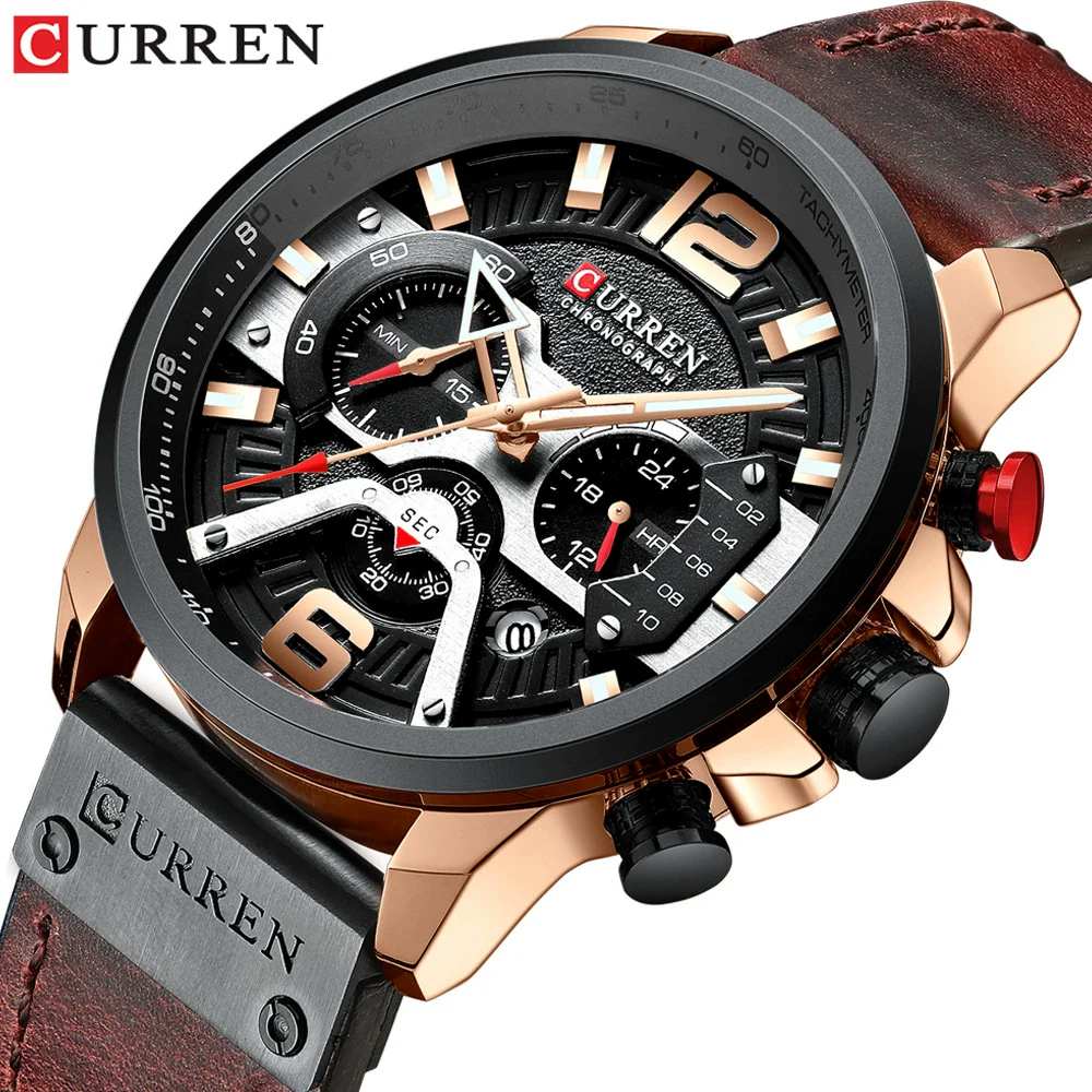 Men's Business Style Alloy Case Genuine Leather Strap Round Dial Watch - Image 2