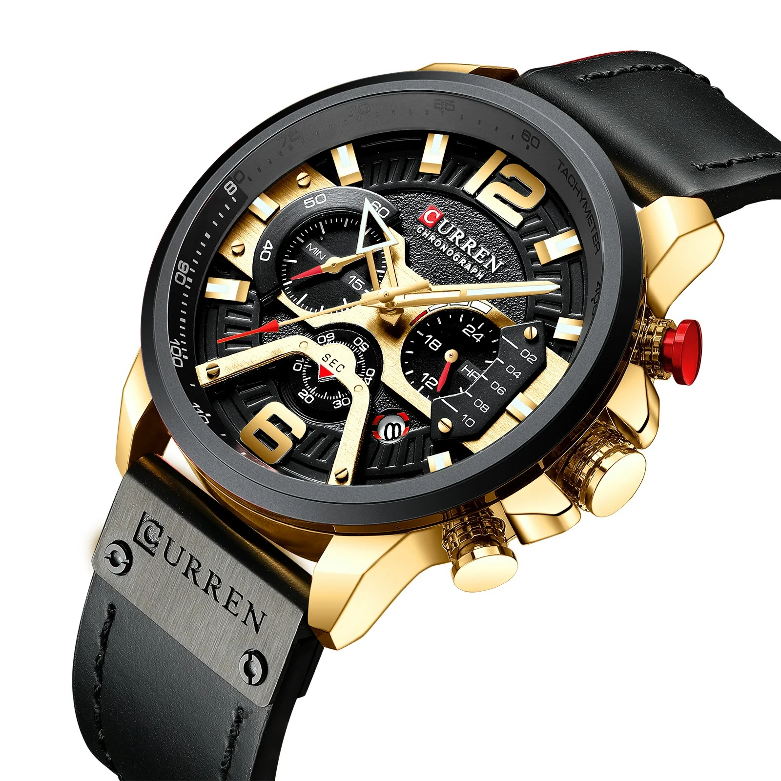 Men's Business Style Alloy Case Genuine Leather Strap Round Dial Watch - Image 3