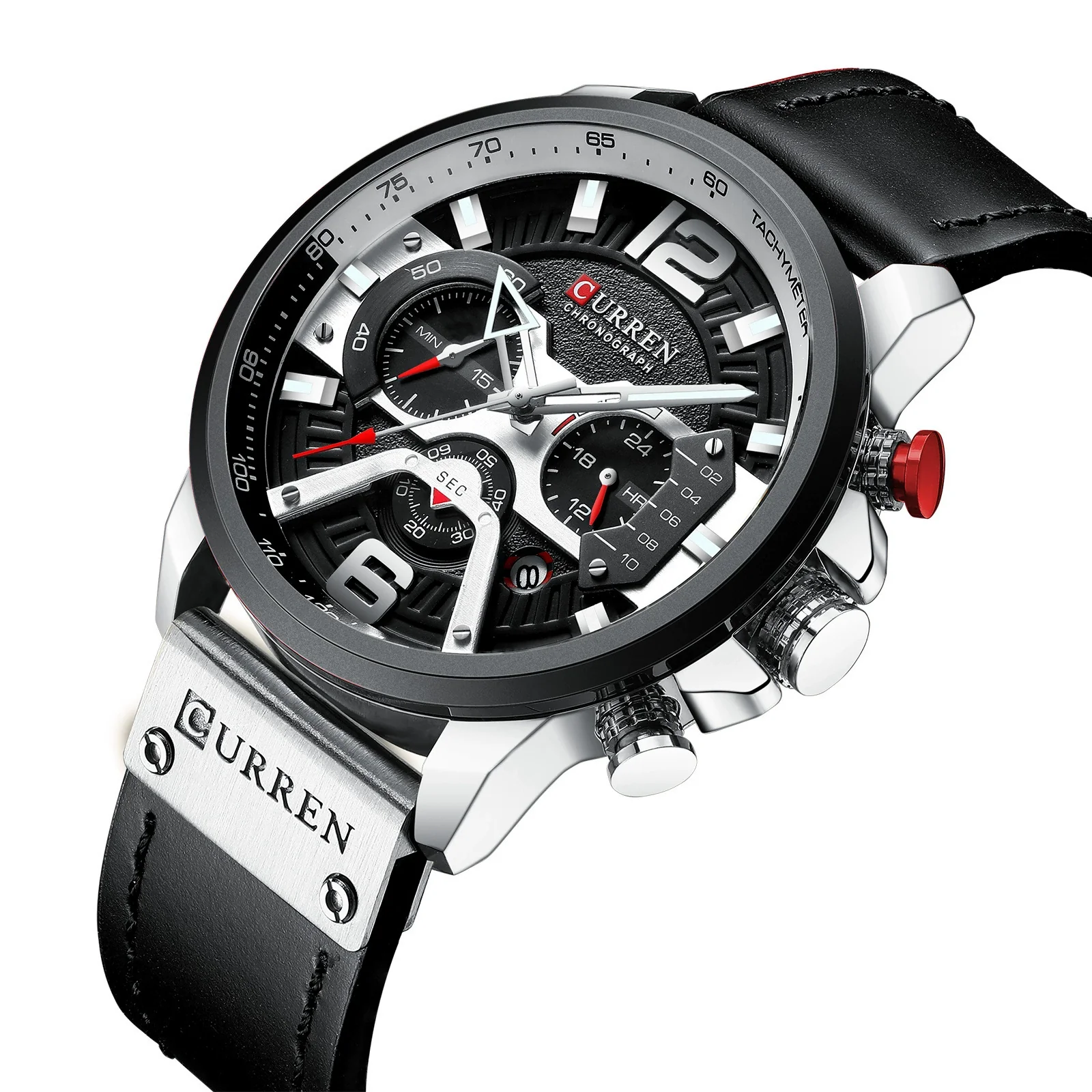 Men's Business Style Alloy Case Genuine Leather Strap Round Dial Watch - Image 5