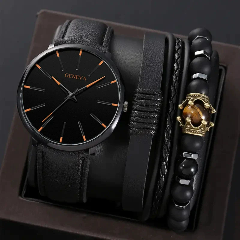 Men's Business Style Alloy Case Quartz Watch With Imitation Leather Strap And Stainless Steel Clasp Round Dial - Image 20
