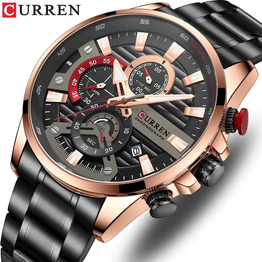 Men's Business Style Alloy Case Stainless Steel Band Round Dial Quartz Watch - Image 3