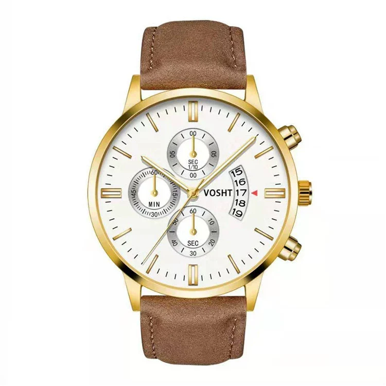 Men's Business Style Belt Calendar Watch With Imitation Leather Strap Alloy Case And Round Dial - Image 17