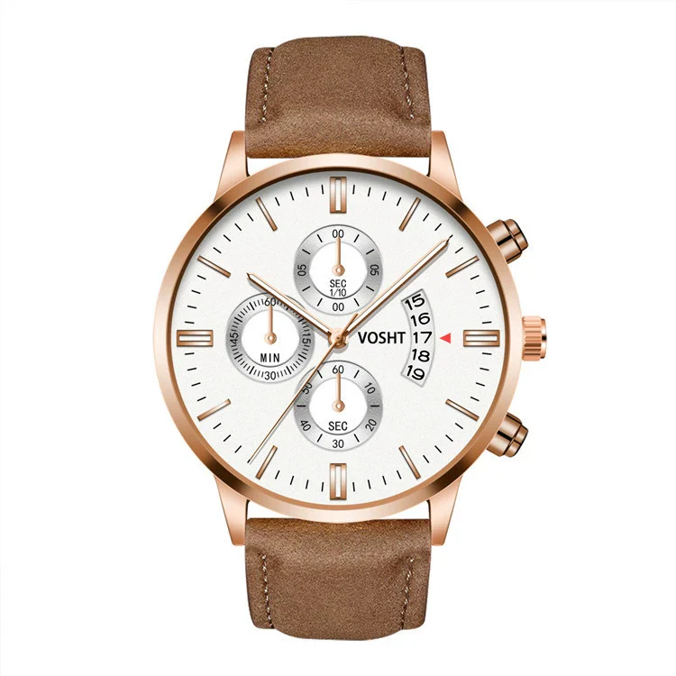 Men's Business Style Belt Calendar Watch With Imitation Leather Strap Alloy Case And Round Dial - Image 19