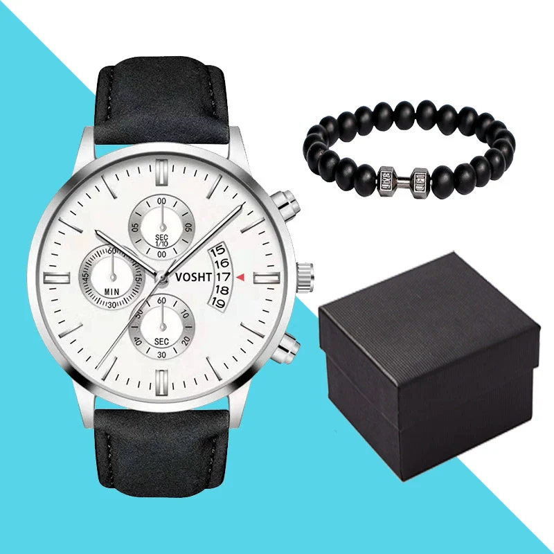 Men's Business Style Belt Calendar Watch With Imitation Leather Strap Alloy Case And Round Dial - Image 37