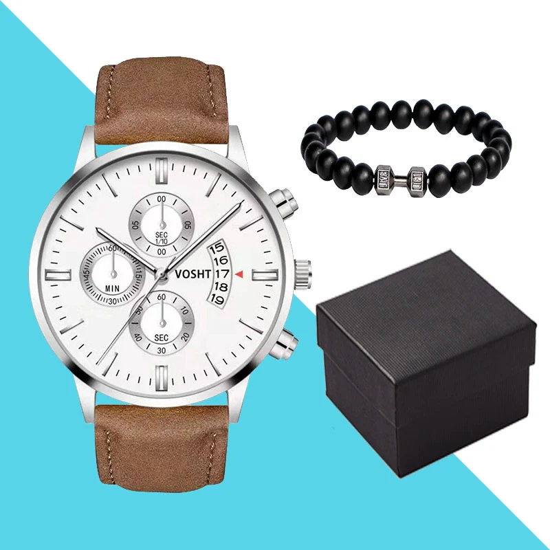 Men's Business Style Belt Calendar Watch With Imitation Leather Strap Alloy Case And Round Dial - Image 40