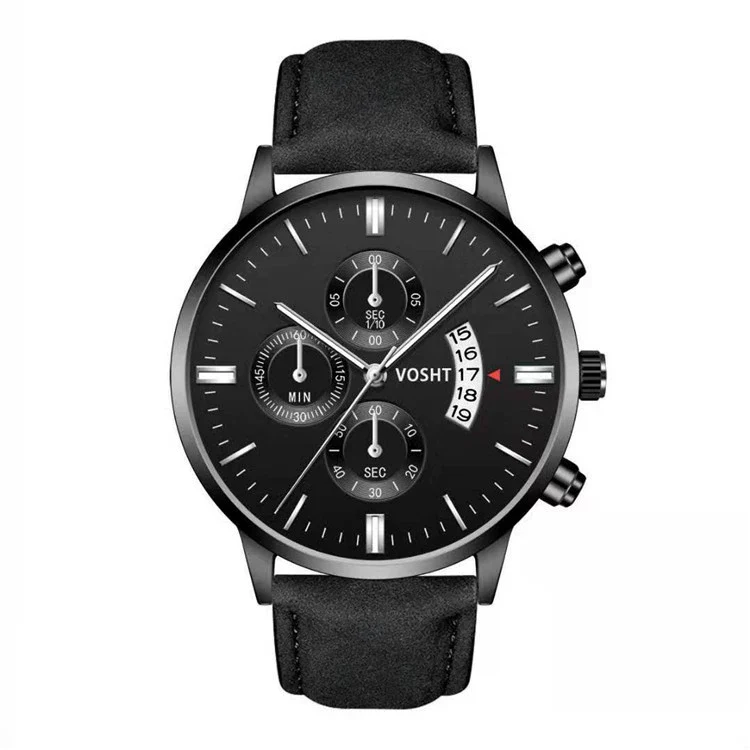Men's Business Style Belt Calendar Watch With Imitation Leather Strap Alloy Case And Round Dial - Image 8
