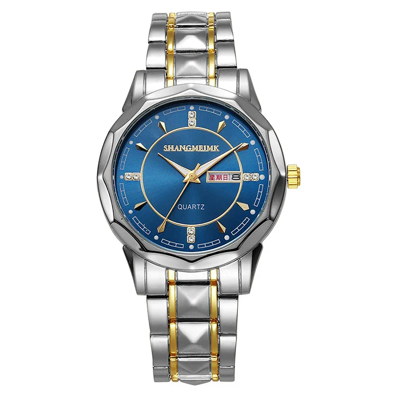 Men's Business Style Luminous Waterproof Double Calendar Quartz Watches Metal Case Stainless Steel Band Round Dial - Image 5