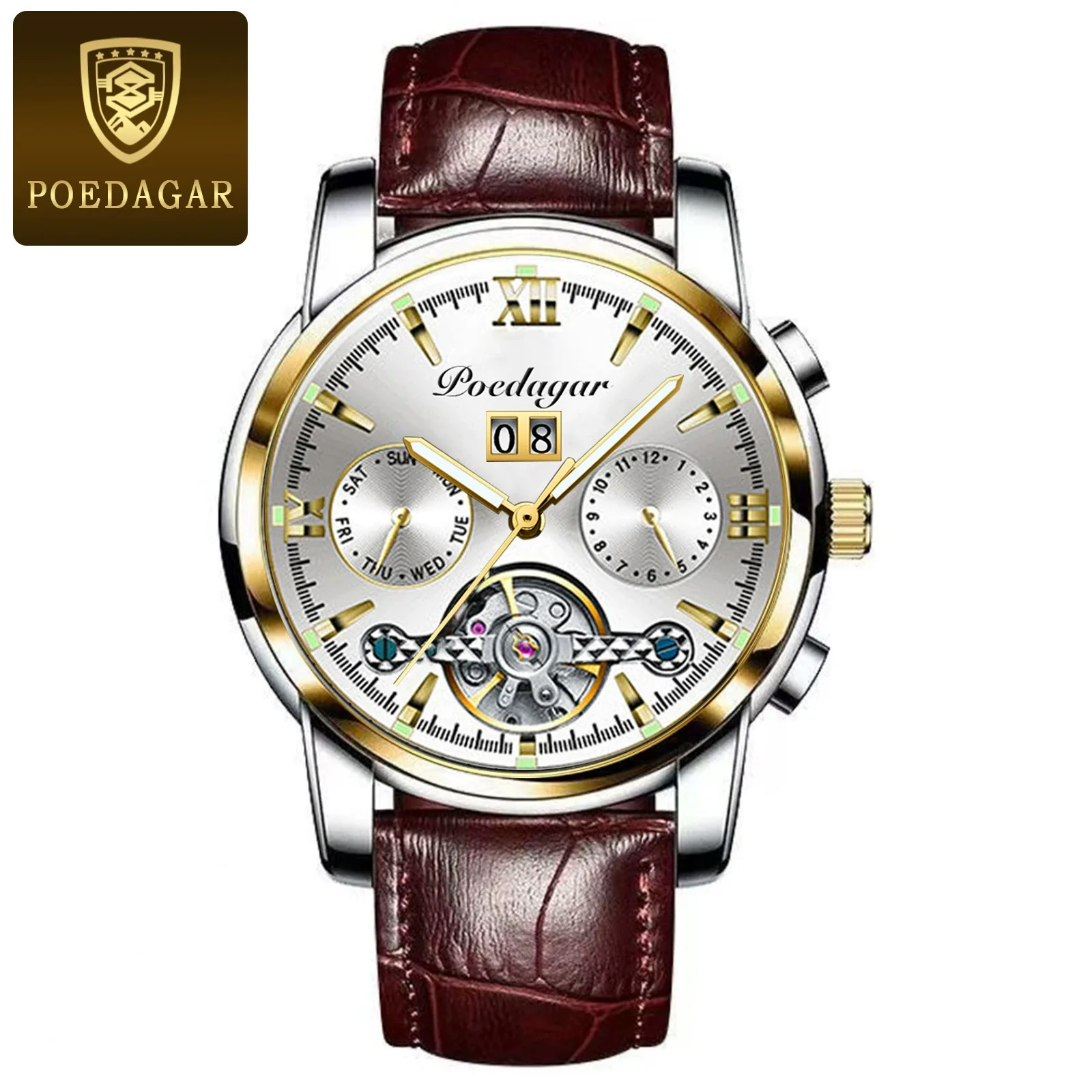 Men's Business Style Multifunctional Mechanical Watch With Round Dial Alloy Case Mineral Strengthened Mirror Stainless Steel Strap - Image 11