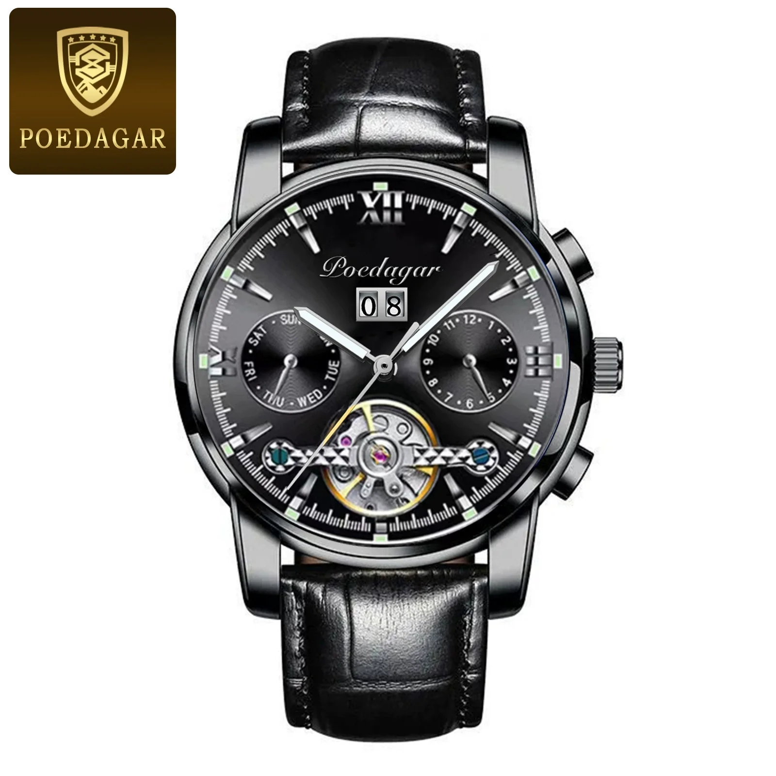 Men's Business Style Multifunctional Mechanical Watch With Round Dial Alloy Case Mineral Strengthened Mirror Stainless Steel Strap - Image 12
