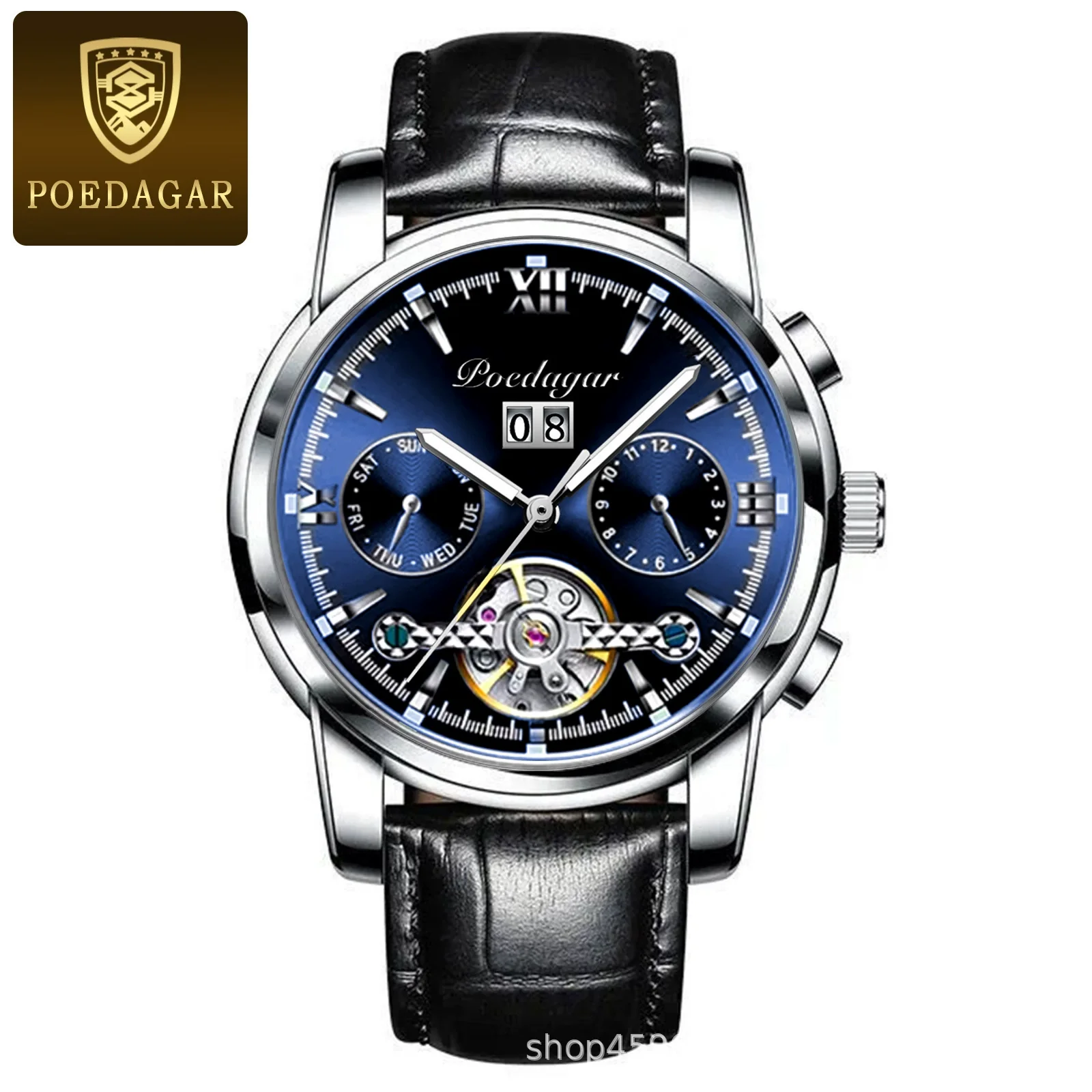 Men's Business Style Multifunctional Mechanical Watch With Round Dial Alloy Case Mineral Strengthened Mirror Stainless Steel Strap - Image 8
