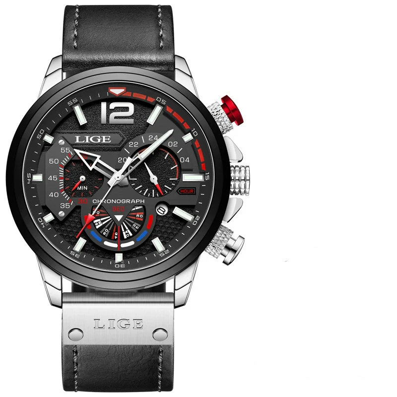 Men's Business Style Multifunctional Watch With Leather Strap Alloy Case And Stainless Steel Buckle - Image 9