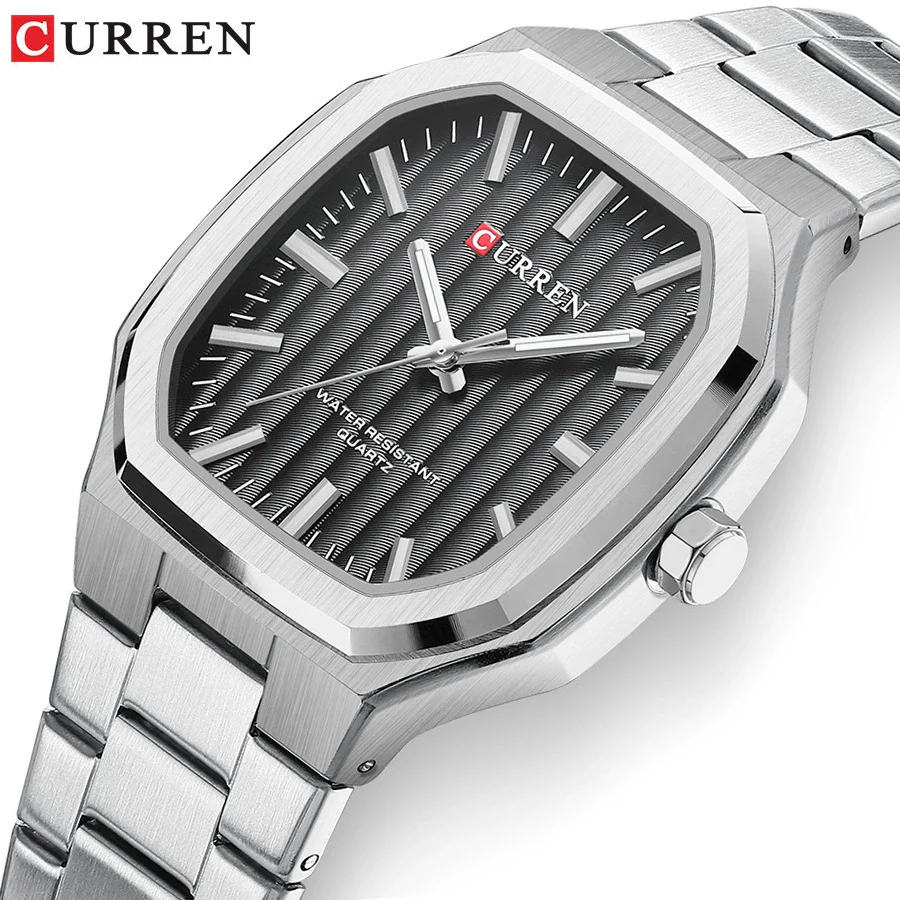 Men's Business Style Rectangular Square Steel Belt Watch Made Of Alloy Stainless Steel And Titanium - Image 4