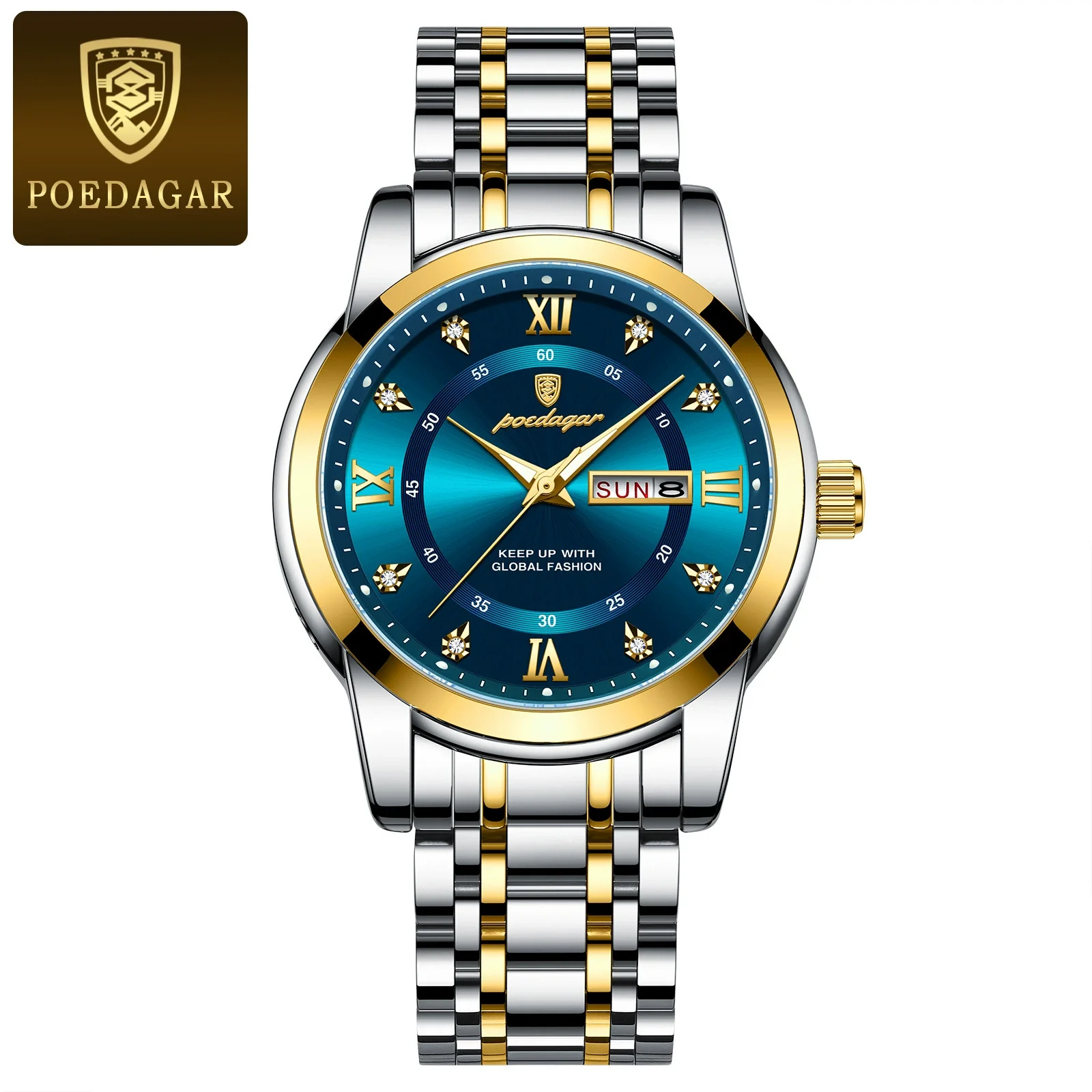 Men's Business Style Waterproof Alloy Case Stainless Steel Band Round Dial Sapphire Glass Mirror Quartz Watch - Image 2