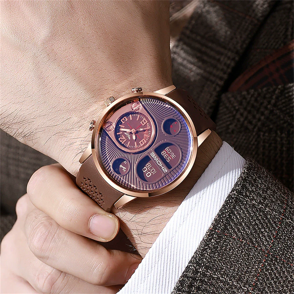 Men's Casual Alloy And Silicone Quartz Watch With Round Dial - Image 2