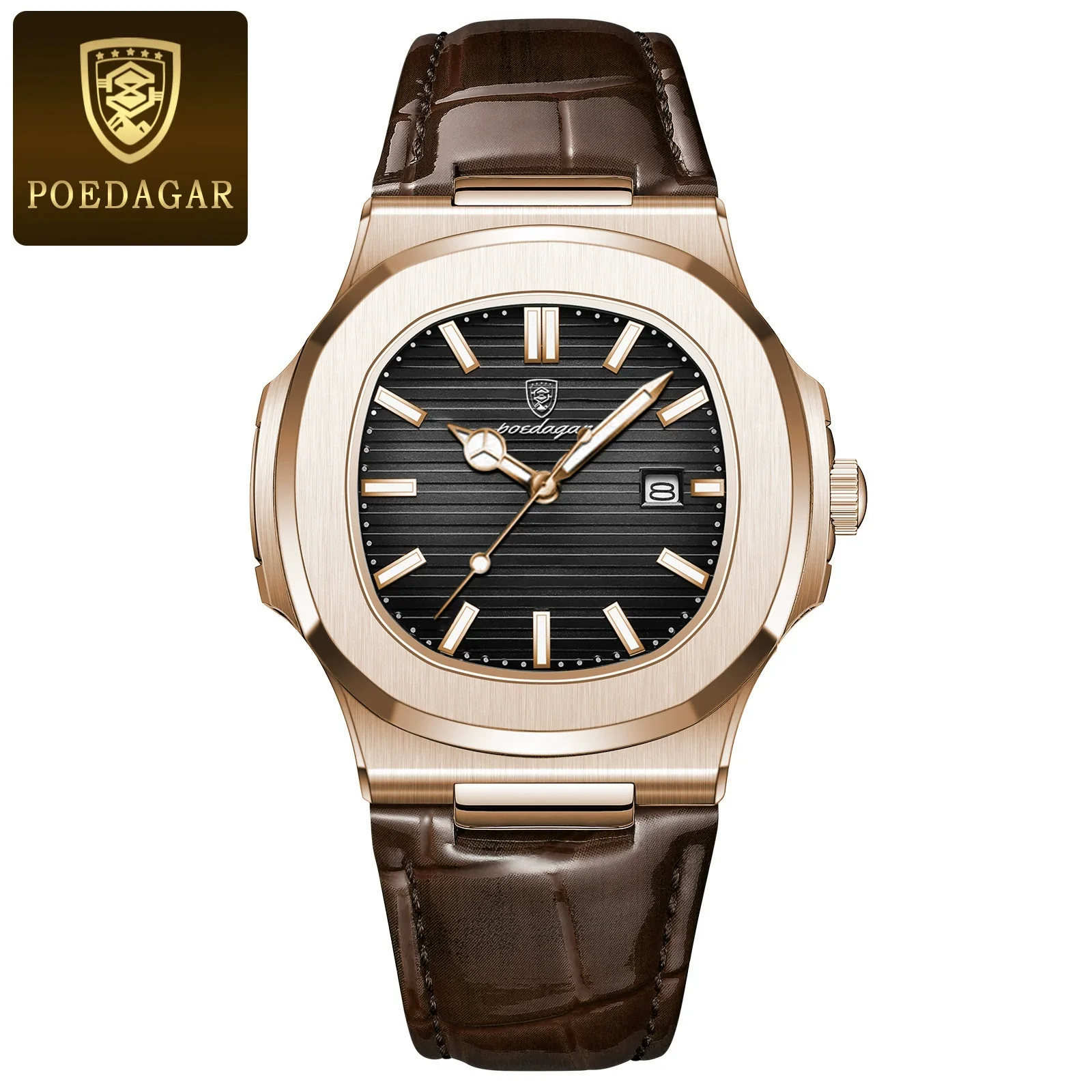 Men's Casual Alloy Leather Belt Square Dial Waterproof Luminous Quartz Watch - Image 7
