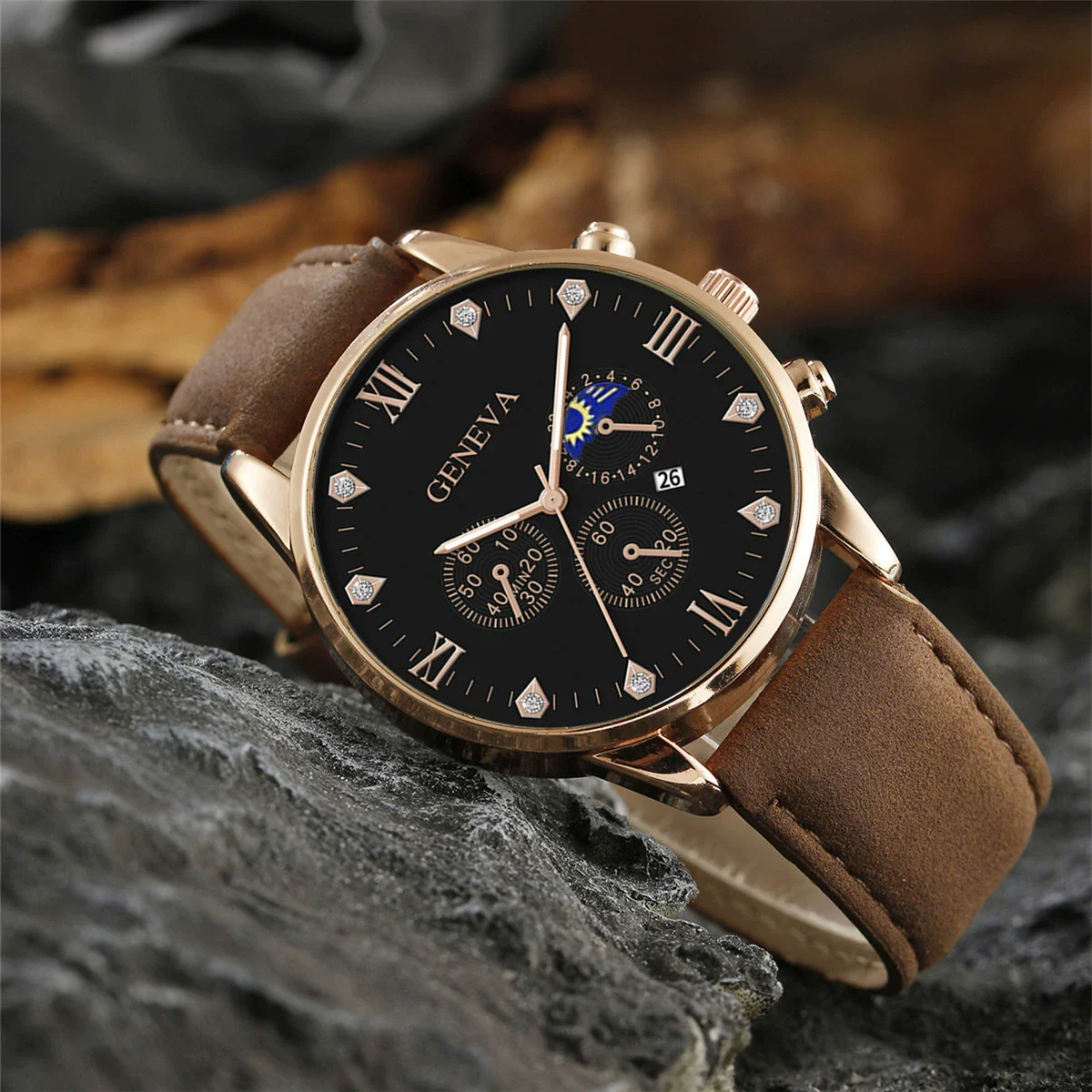 Men's Casual Fashion Quartz Watch And Belt Set With Alloy Case Imitation Leather Strap And Stainless Steel Clasp Round Dial - Image 17