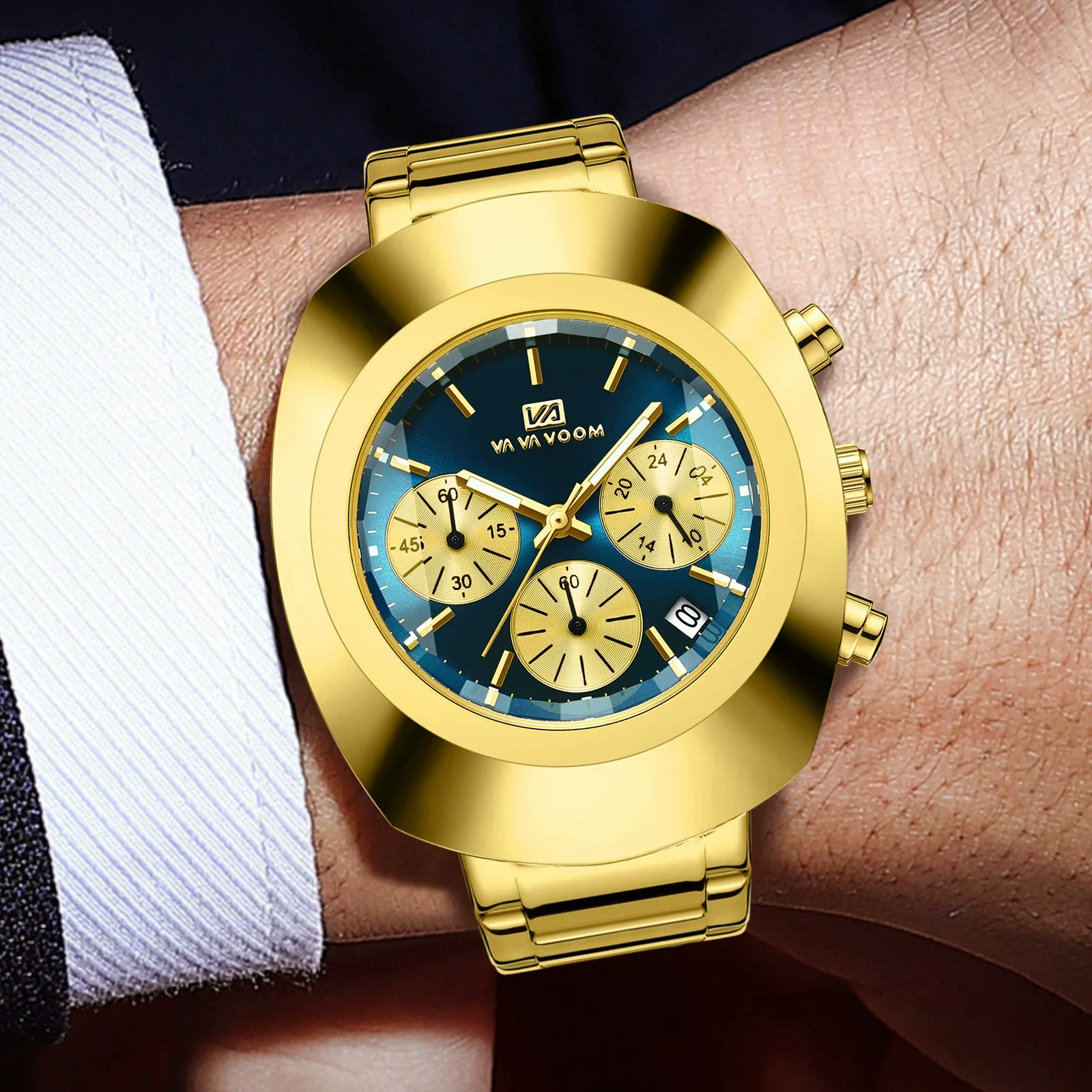 Men's Casual Quartz Watch Alloy Case Stainless Steel Strap Round Dial Waterproof Luminous - Image 2