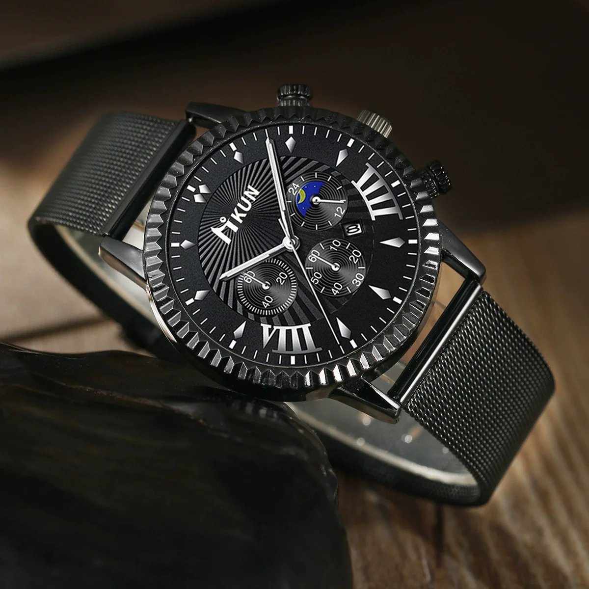 Men's Casual Sports Mesh Strap Quartz Watch Alloy Case And Strap Round Dial - Image 3