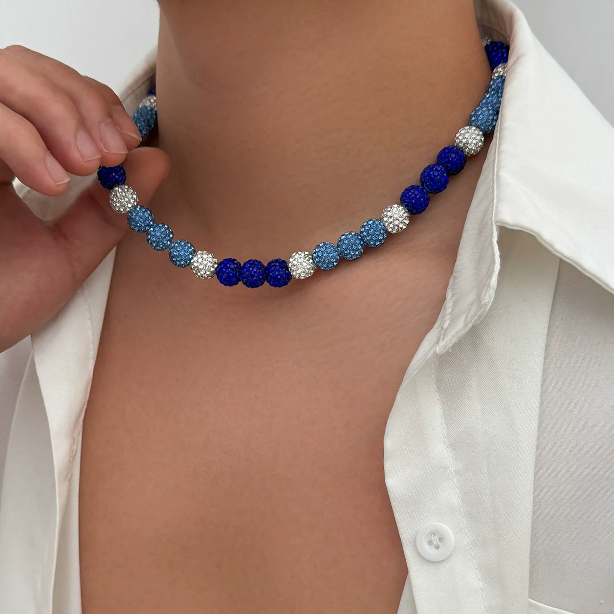 Men's Clay Rhinestone Plastic Resin Geometric Handmade Beaded Necklace - Image 3