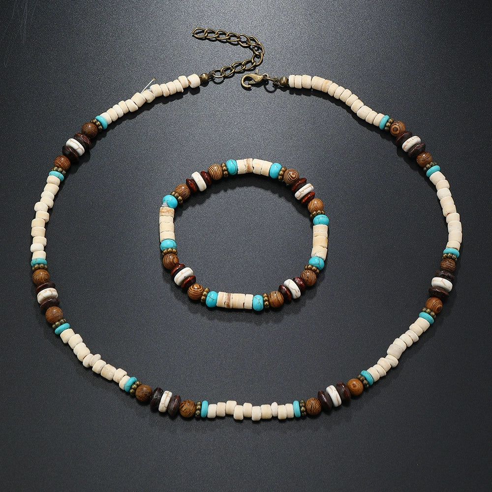 Men's Coconut Shell Handmade Beads Plant Flowers Clavicle Chain Necklace - Image 3
