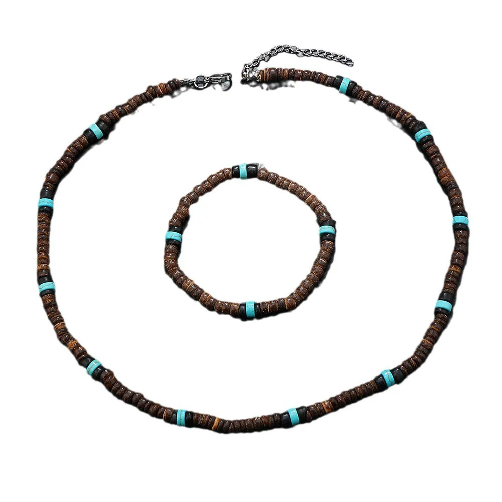 Men's Coconut Shell Handmade Beads Plant Flowers Clavicle Chain Necklace - Image 4