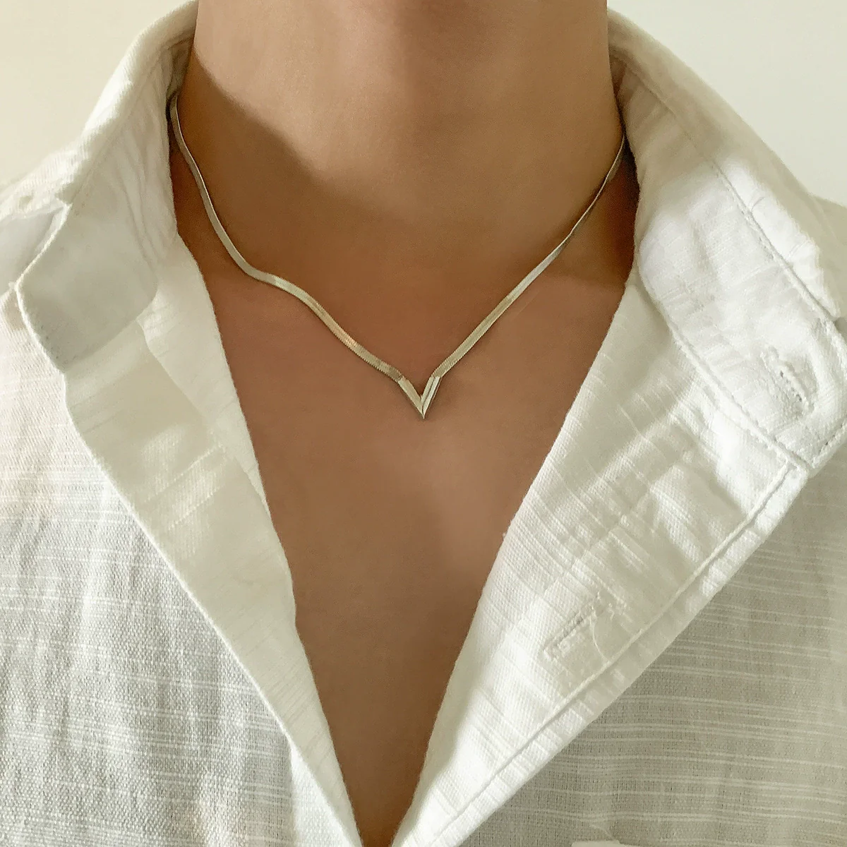 Men's Copper Snake Chain Necklace Geometric Electroplated - Image 3