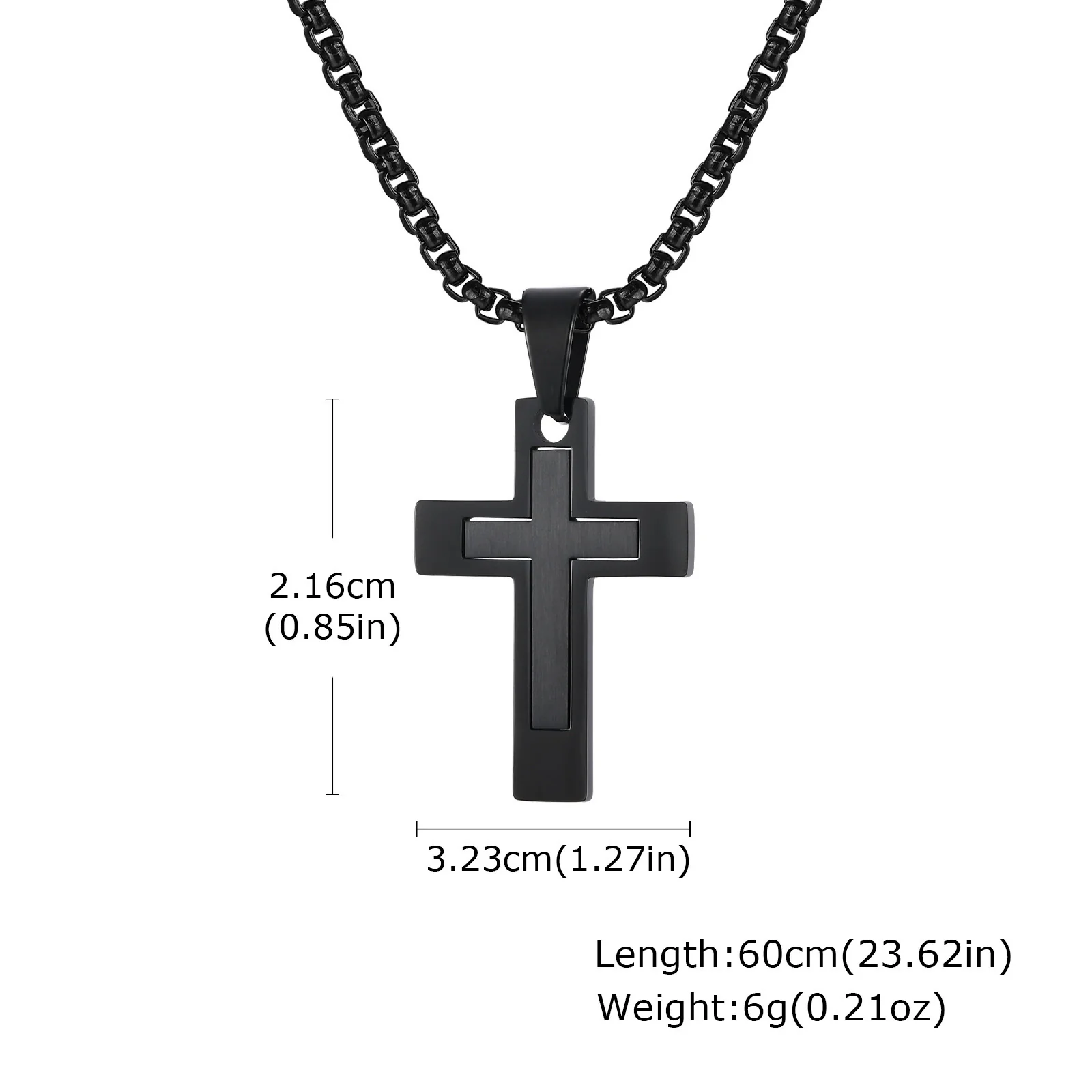 Men's Cross Pendant Necklace Stainless Steel Geometric Fashion Polish - Image 16