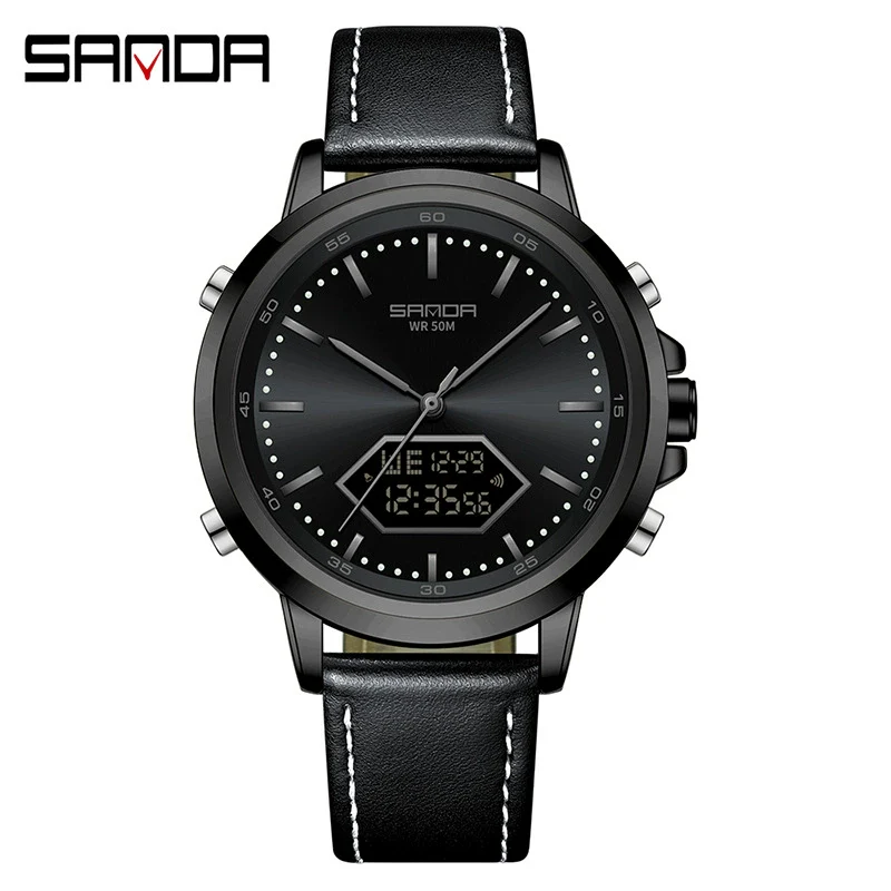 Men's Electronic Watch Waterproof Multifunction Simple Style Zinc Alloy Case Steel Belt Round Dial - Image 4