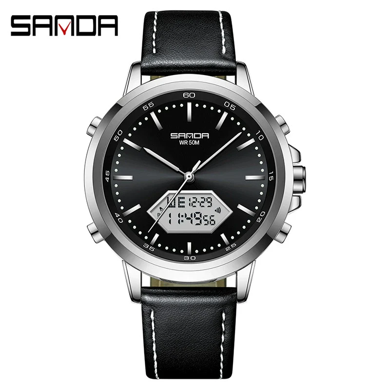 Men's Electronic Watch Waterproof Multifunction Simple Style Zinc Alloy Case Steel Belt Round Dial - Image 7