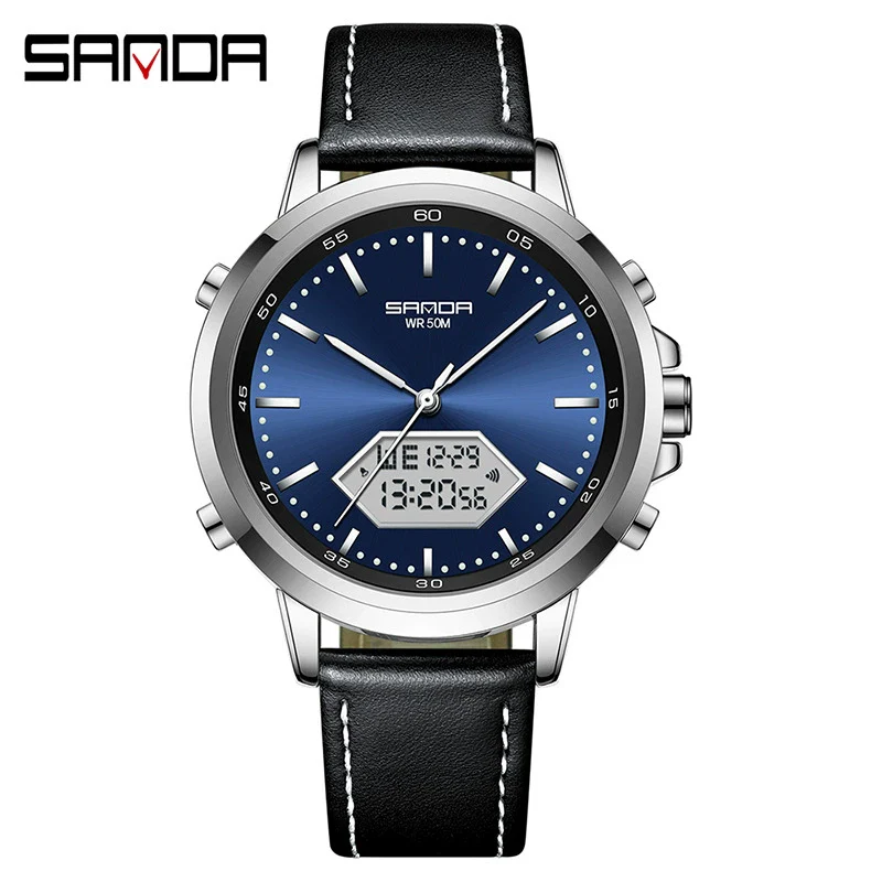 Men's Electronic Watch Waterproof Multifunction Simple Style Zinc Alloy Case Steel Belt Round Dial - Image 8