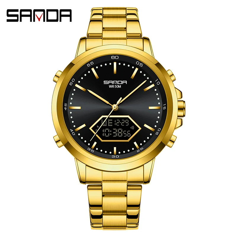 Men's Electronic Watch Waterproof Multifunction Simple Style Zinc Alloy Case Steel Belt Round Dial - Image 9