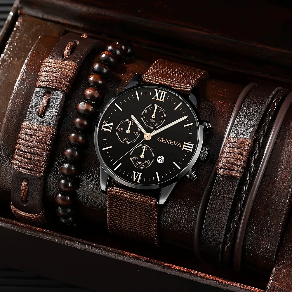 Men's Fashion Casual Alloy And Imitation Leather Quartz Watch With Round Dial And Stainless Steel Clasp - Image 27