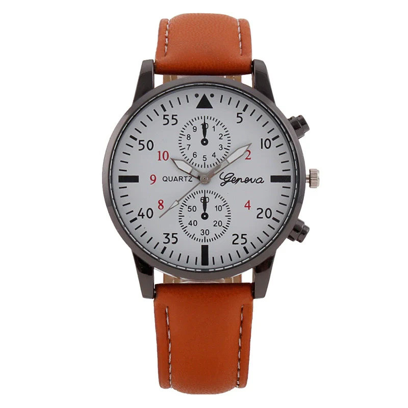 Men's Fashion Quartz Watch With Metal Case Imitation Leather Strap And Stainless Steel Buckle Round Dial - Image 12
