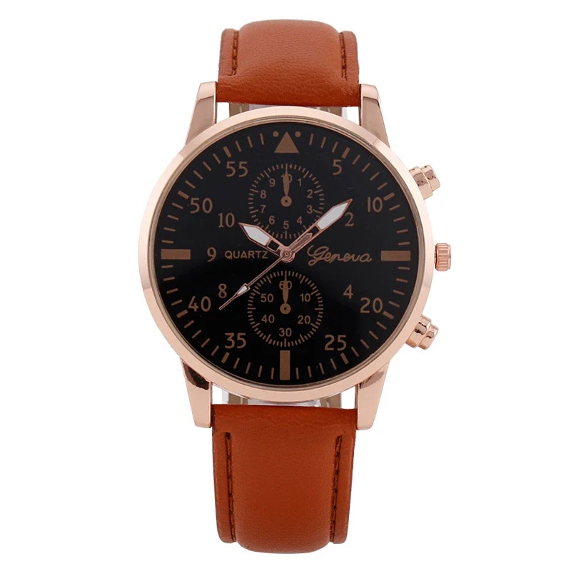 Men's Fashion Quartz Watch With Metal Case Imitation Leather Strap And Stainless Steel Buckle Round Dial - Image 15