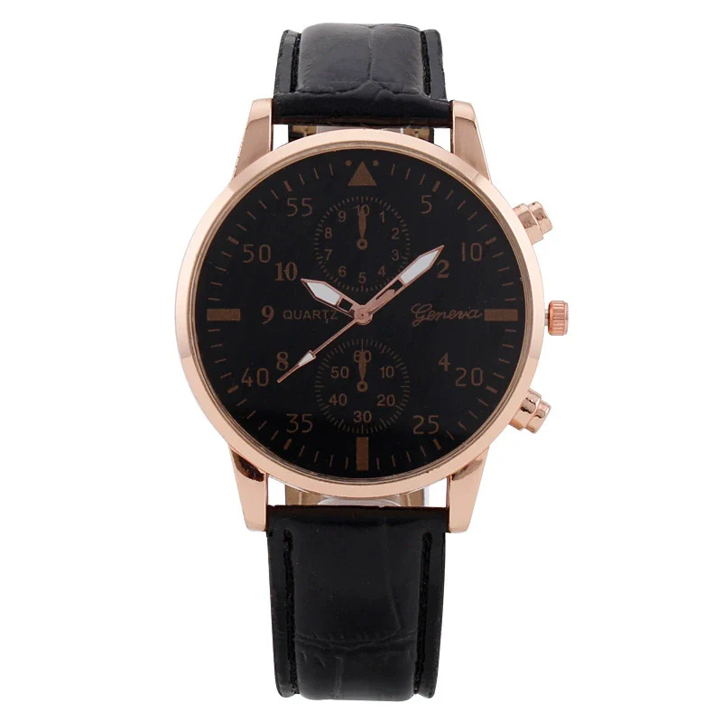 Men's Fashion Quartz Watch With Metal Case Imitation Leather Strap And Stainless Steel Buckle Round Dial - Image 16