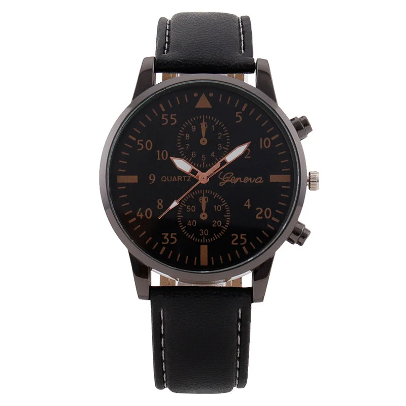 Men's Fashion Quartz Watch With Metal Case Imitation Leather Strap And Stainless Steel Buckle Round Dial - Image 8