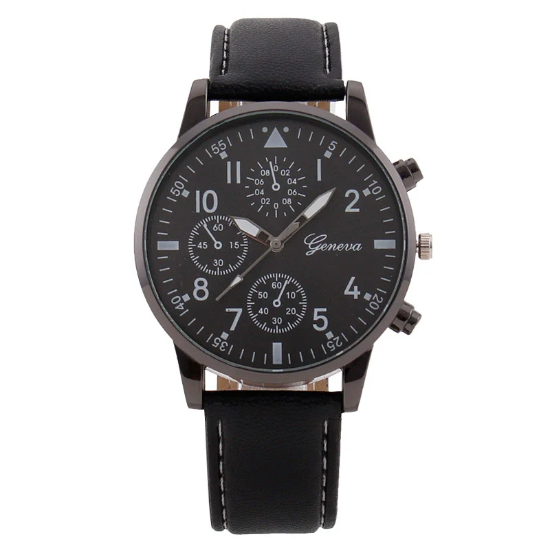 Men's Fashion Quartz Watch With Metal Case Imitation Leather Strap And Stainless Steel Buckle Round Dial - Image 9
