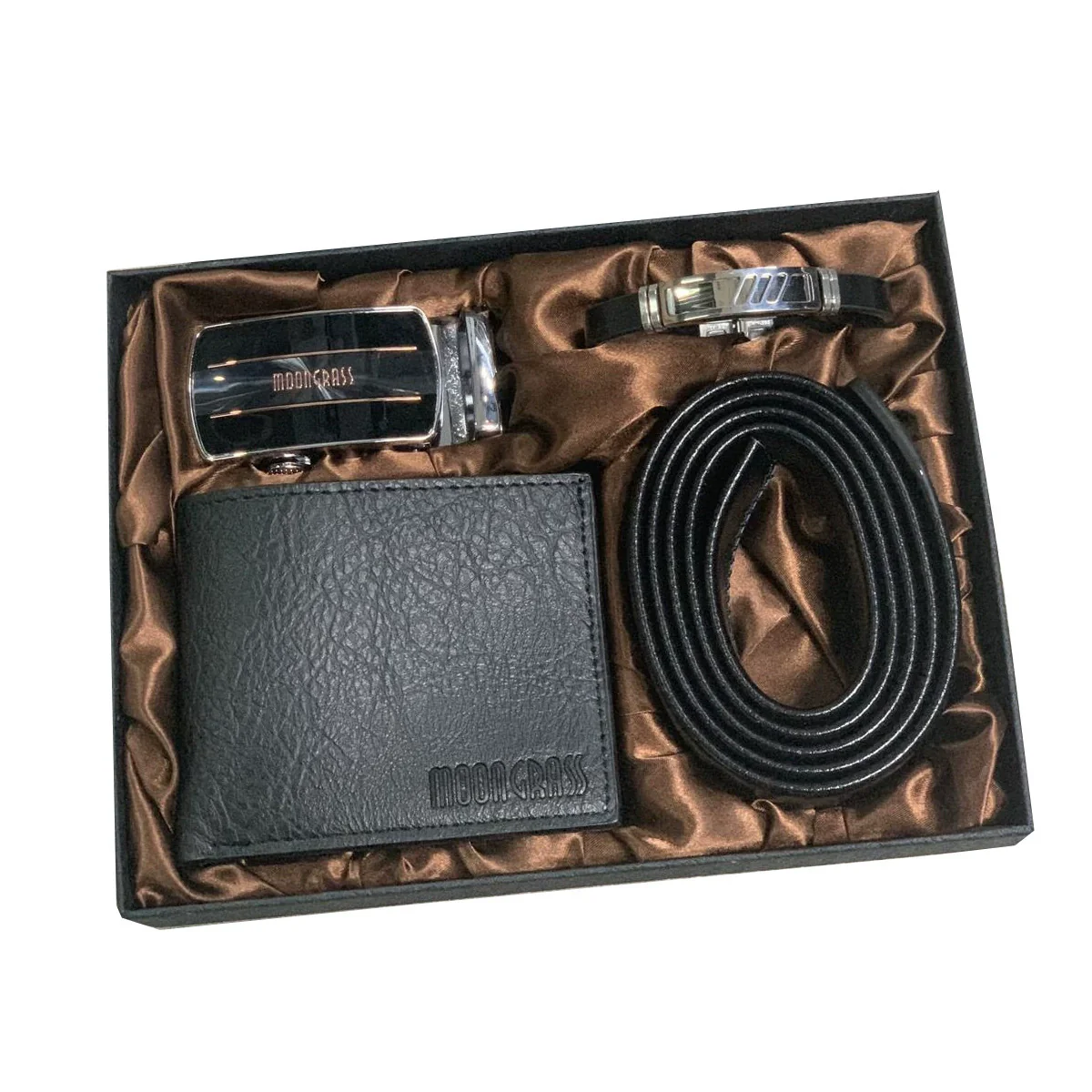 Men's Fashion Stainless Steel Watch Bracelet Wallet Belt 4 Pcsset With Round Dial - Image 4