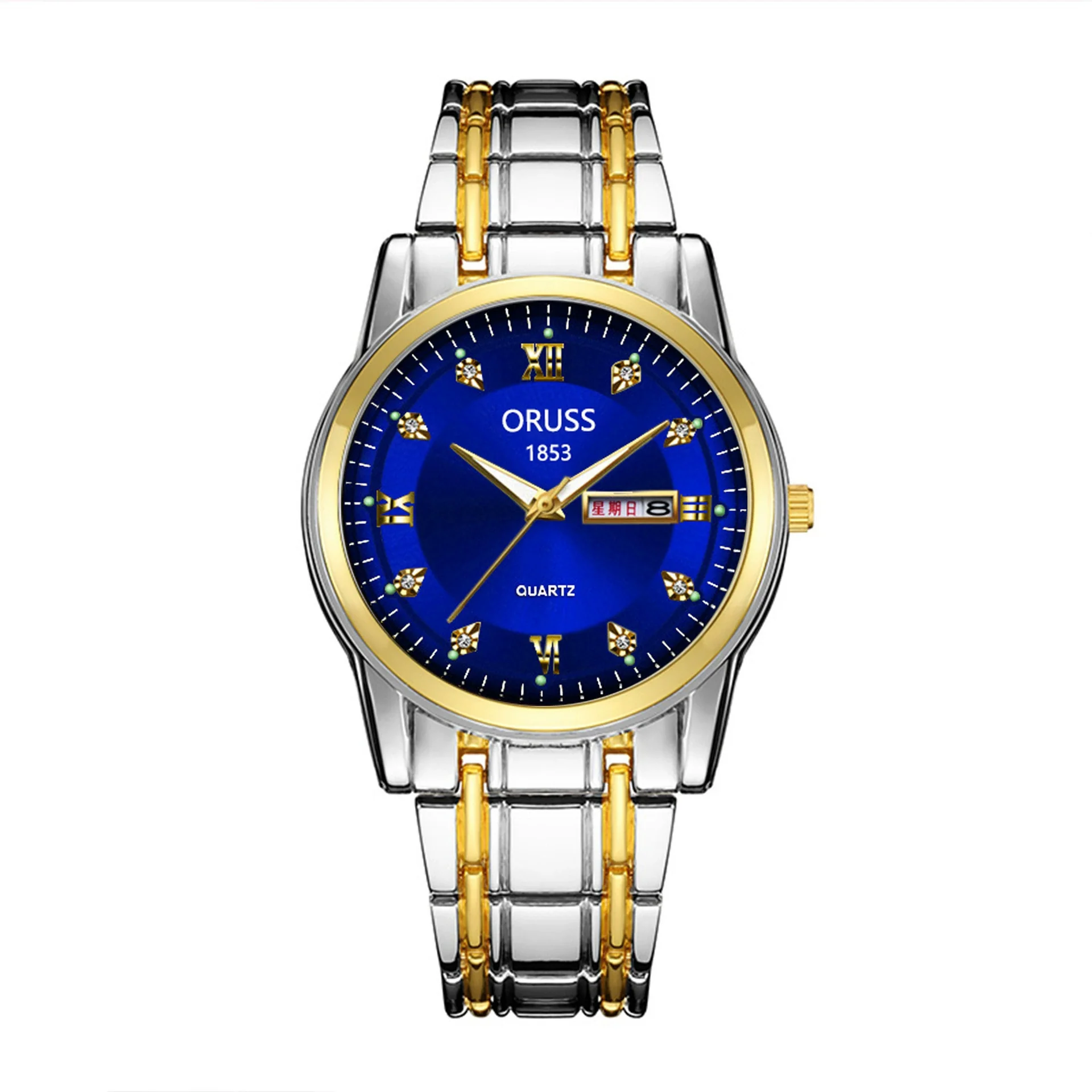 Men's Fashion Waterproof Alloy Band Quartz Watches With Double Calendar And Round Dial - Image 12