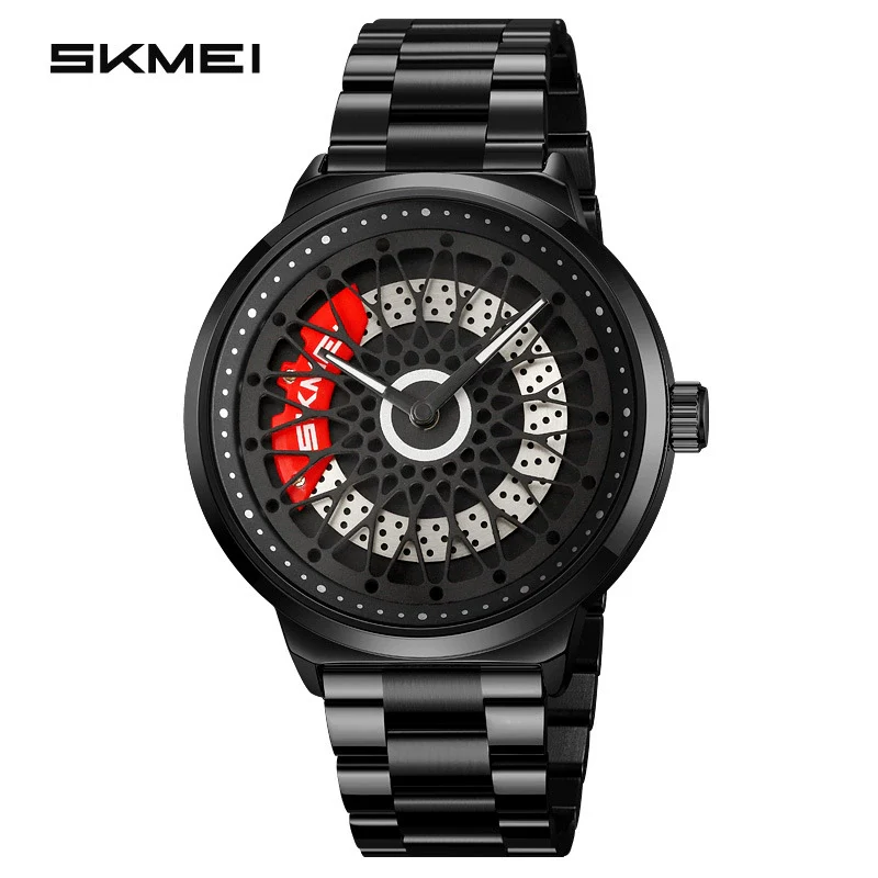 Men's Fashion Waterproof Watch With Alloy Case Stainless Steel Band And Round Cut Out Rotatable Dial - Image 5
