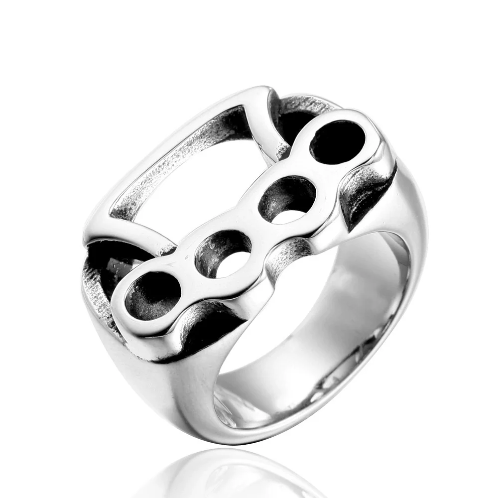 Men's Fighting Ring Stainless Steel Geometric Polished - Image 8