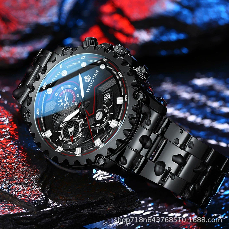 Men's Fully Automatic Mechanical And Quartz Digital Watch Alloy Case Stainless Steel Strap Round Dial Business Style - Image 2