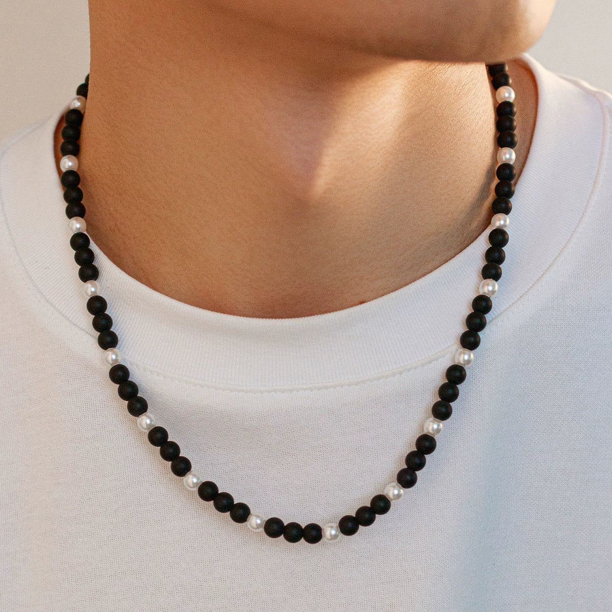 Men's Handmade Geometric Stone Beaded Necklace