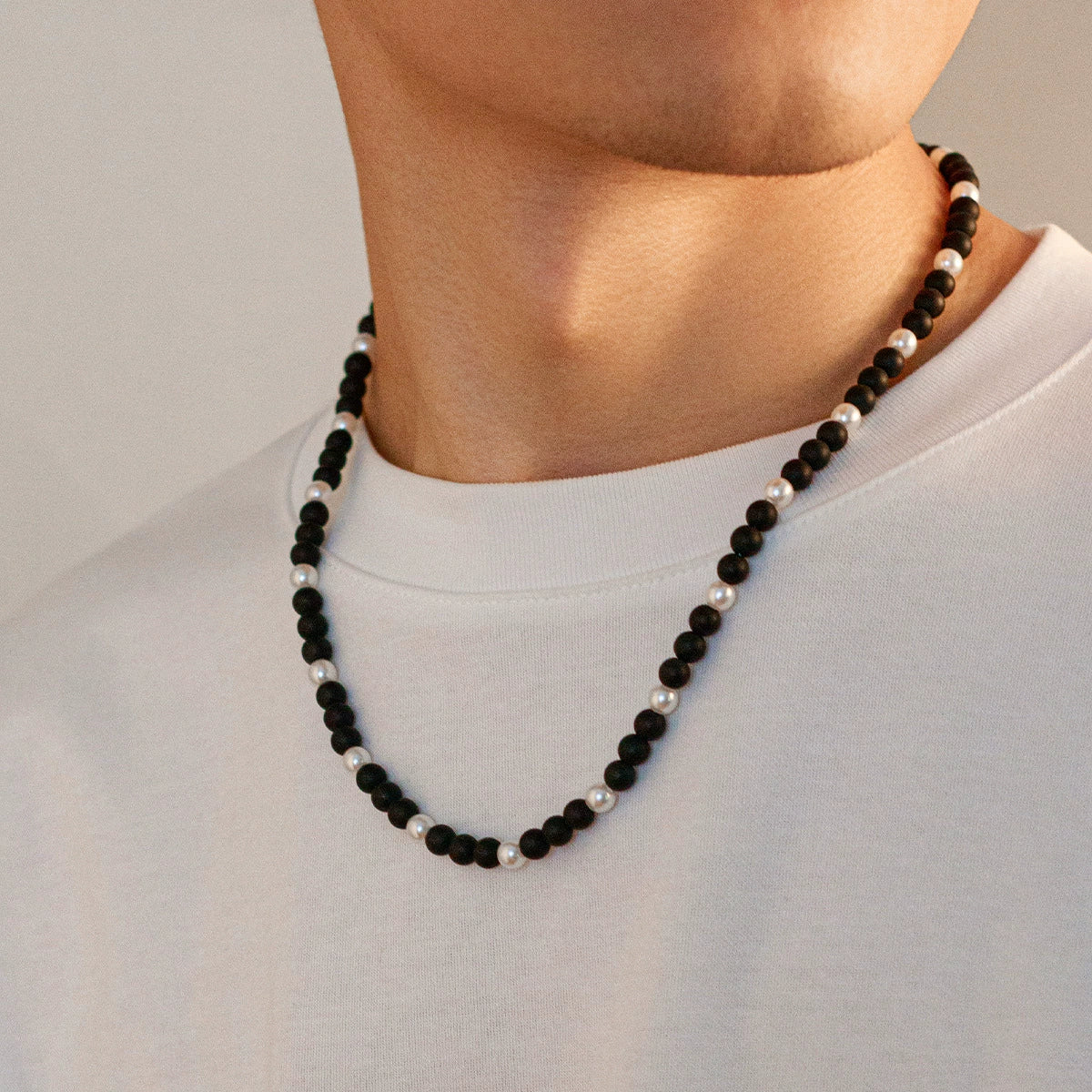 Men's Handmade Geometric Stone Beaded Necklace - Image 3
