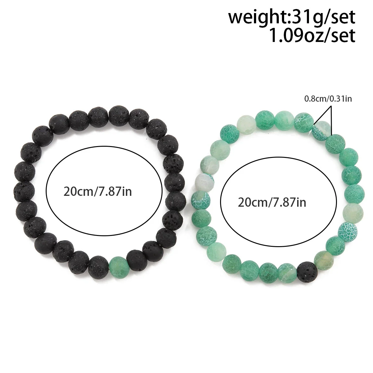 Men's Handmade Lava Volcanic Stone Hiphop Bracelet - Image 6