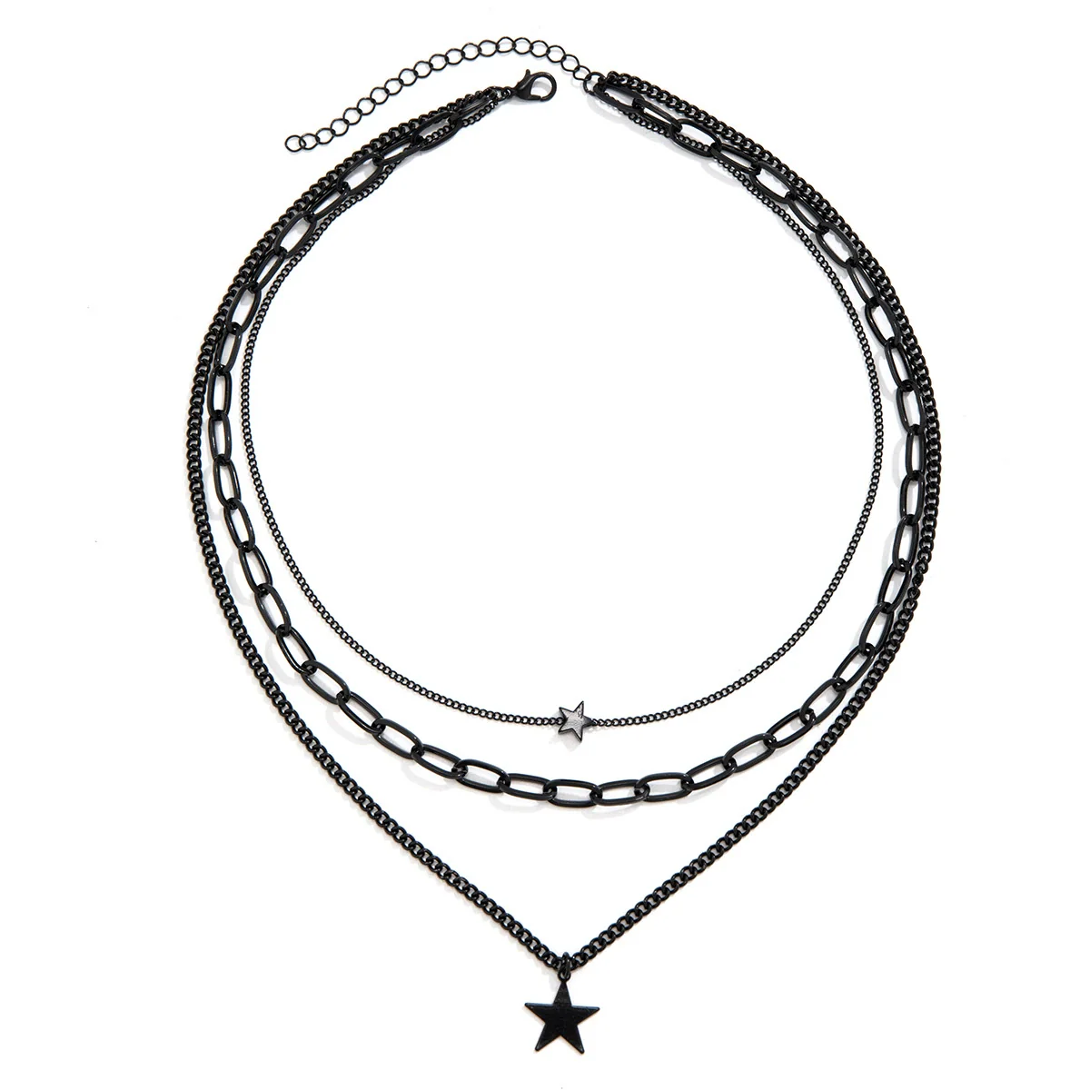 Men's Hip Hop Alloy Handmade Geometric Fivepointed Star Necklace - Image 5
