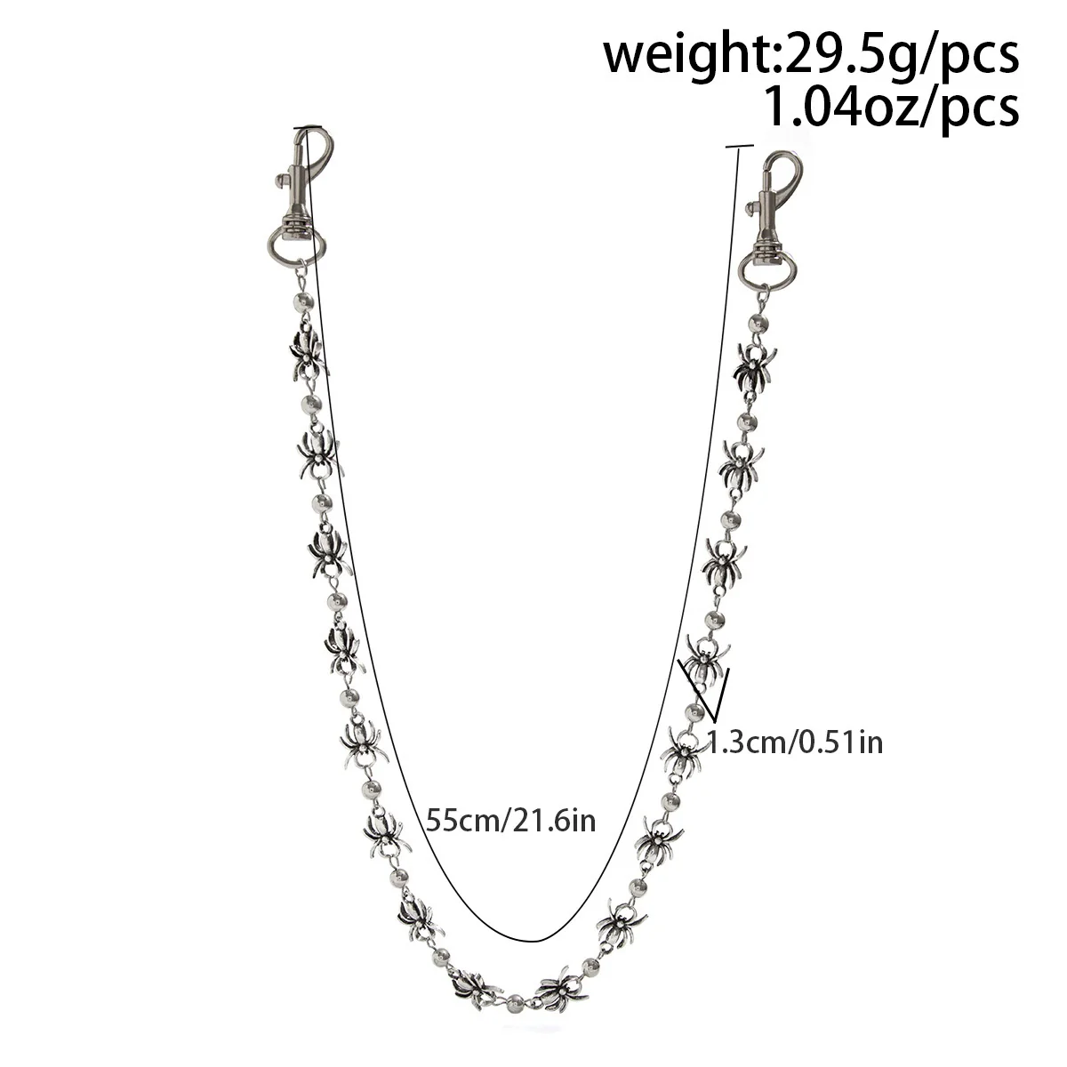 Men's Hip Hop Punk Metal Waist Chain With Dark Spider Design - Image 6