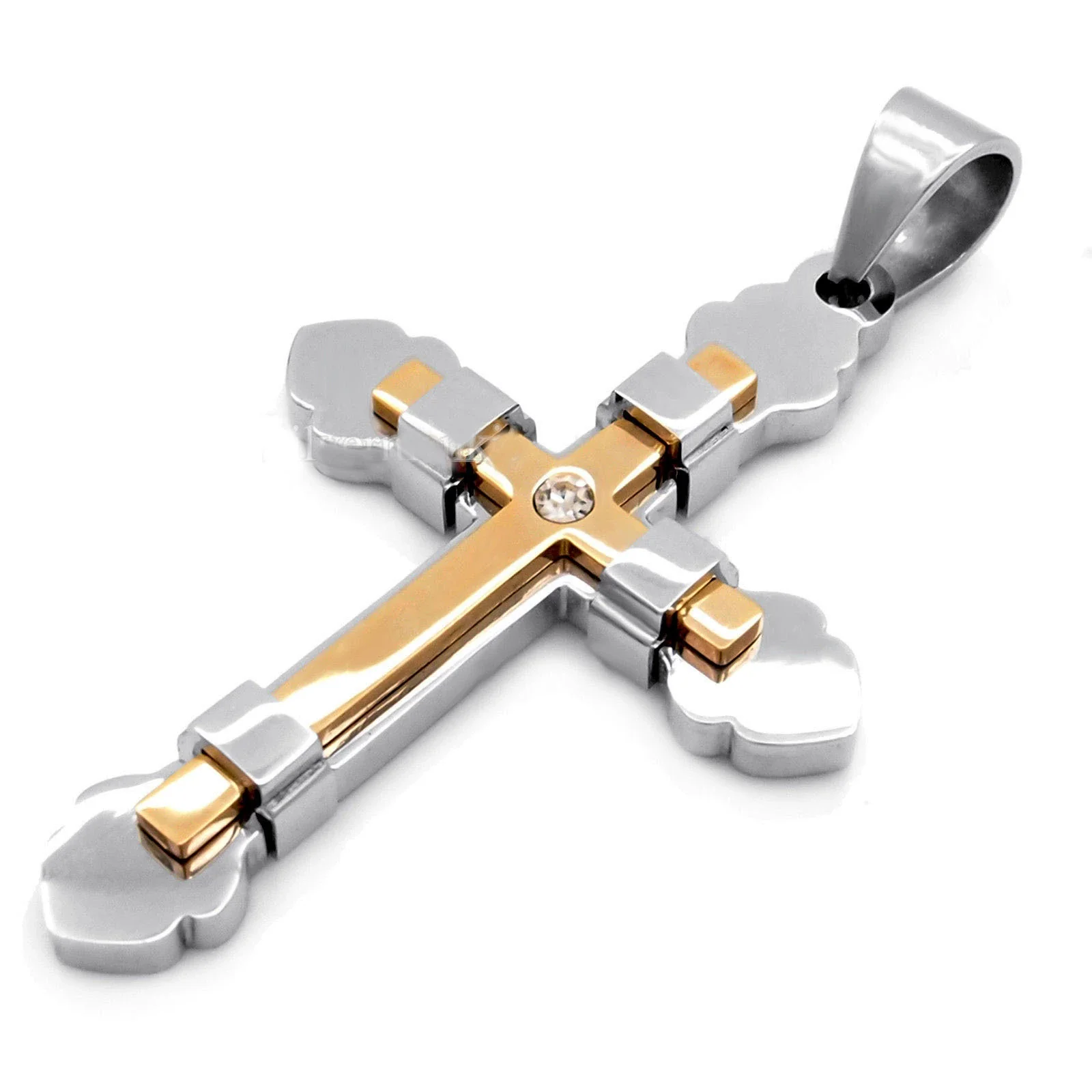Men's Hip Hop Stainless Steel Cross Pendant Necklace - Image 8