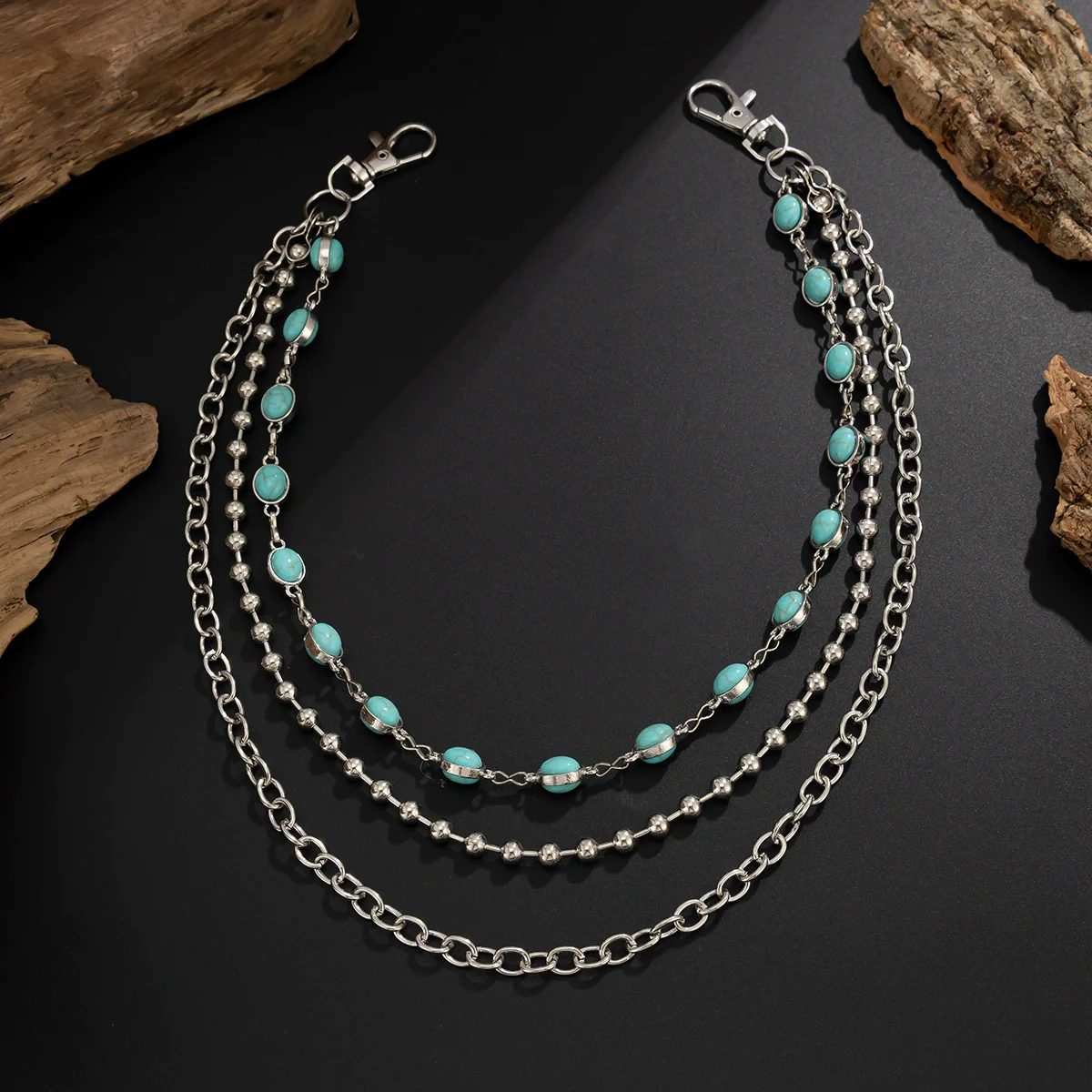 Men's Hip Hop Style Turquoise Metal Waist Chain Pendant Accessories - Image 4