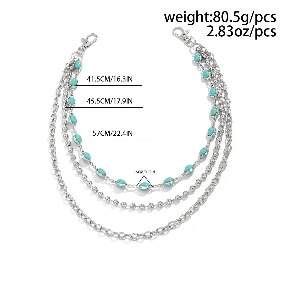 Men's Hip Hop Style Turquoise Metal Waist Chain Pendant Accessories - Image 6